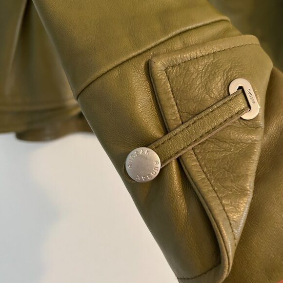 RUDSAK Martini Olive Leather Jacket XS – Designer Moto Bomber Fall Spring Style - Picture 2 of 7